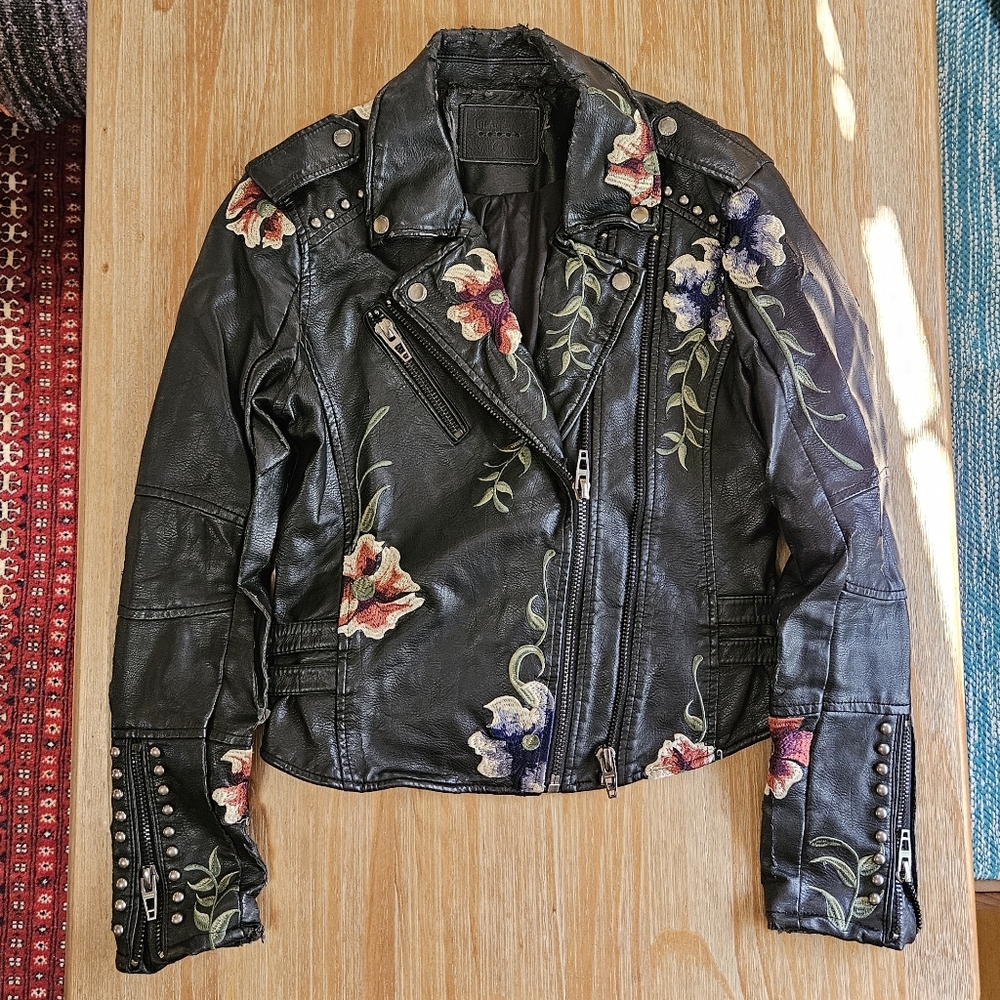 Blank NYC “As You Wish” Floral Embroidered Moto Jacket